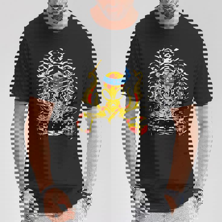 Retro Drumsticks Drummer Drums Hand Tシャツ 面白い贈り物