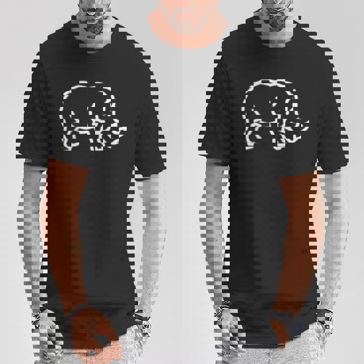 Rhino バッジ パッチライン アート アイコン アウトライン ギフト Tシャツ 面白い贈り物