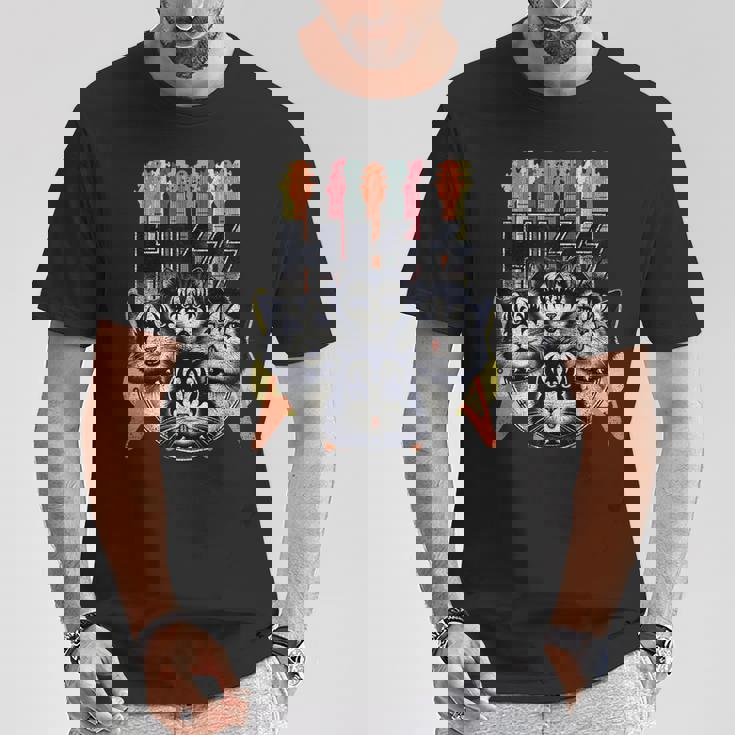 Hiss Cats 子猫 パロディ ロック ロッキン ヴィンテージ レトロ 猫 Tシャツ 面白い贈り物