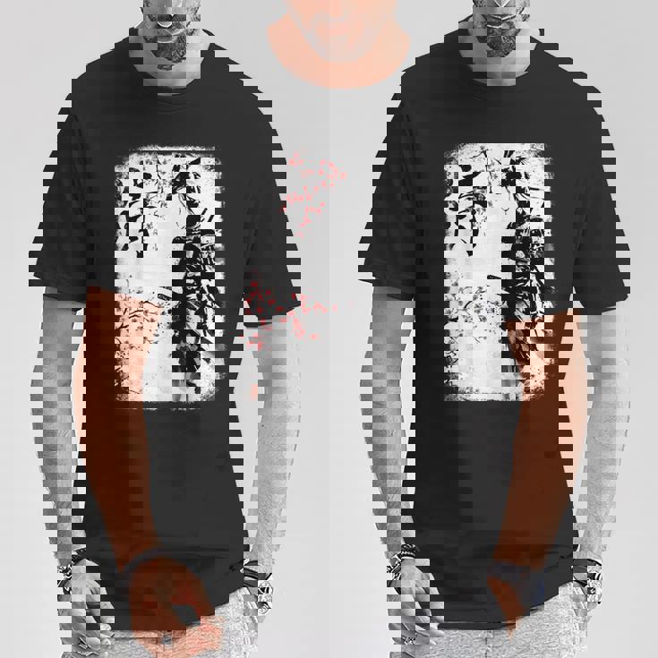 Samurai Giraffe Ninja Budo Japan Worrior Cherry Blosson Tシャツ 面白い贈り物