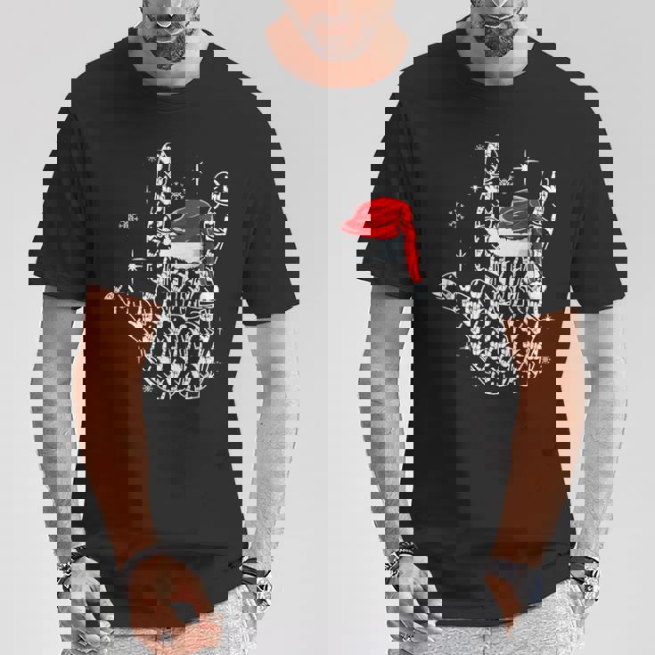 Santa Rock Hand Sign Language Christmas Rock Music Lover T-Shirt Unique Gifts