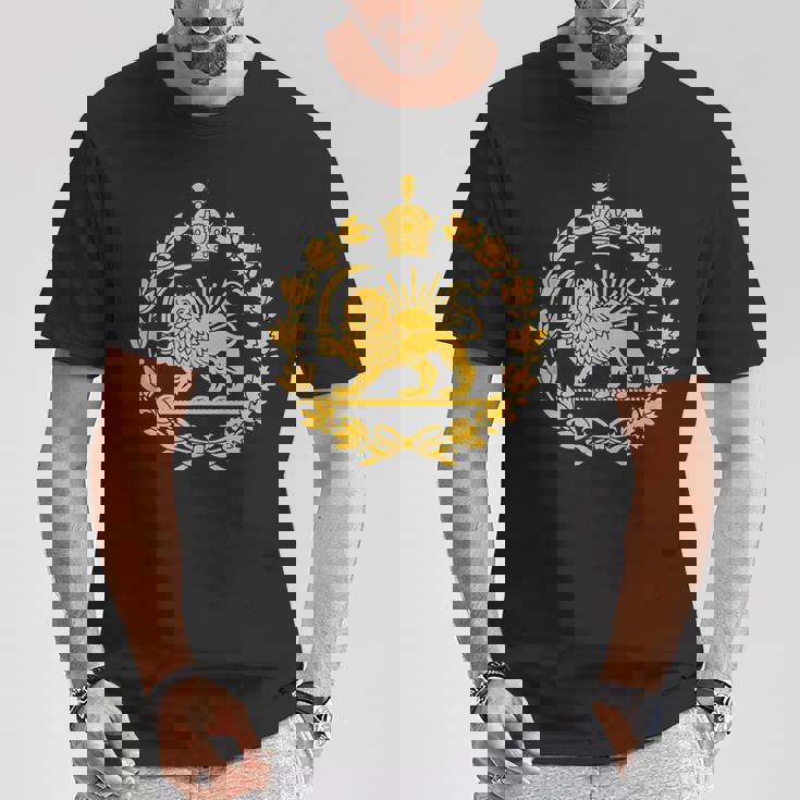 Shir O Khorshid Iran Pahlavi ライオンと太陽 Tシャツ 面白い贈り物