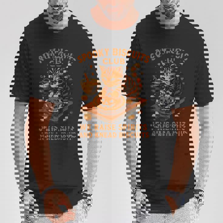 Spooky Biscuits Club Cat 面白い ハロウィン ベーキングベイカー 長袖tシャツ Tシャツ 面白い贈り物
