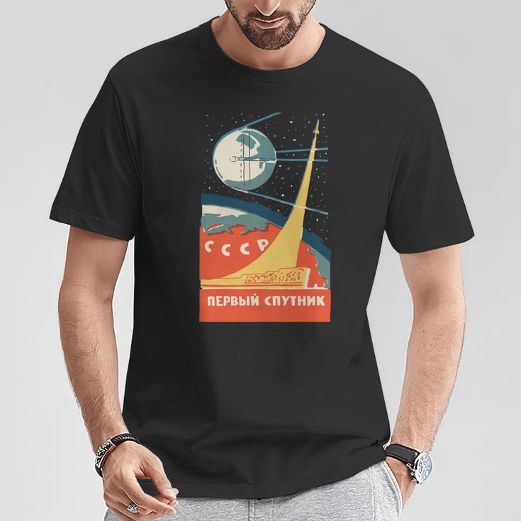 Sputnik Urssintage Poster Comunista Urss Espacio Manga Larga Camiseta unisex Regalos divertidos