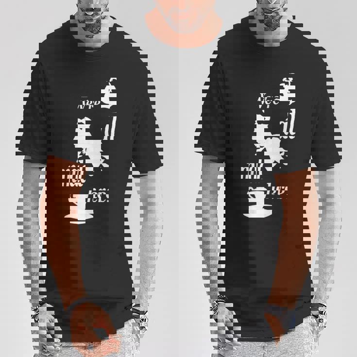 We're All Mad Here 不思議の国のアリスtシャツデザイン Tシャツ 面白い贈り物