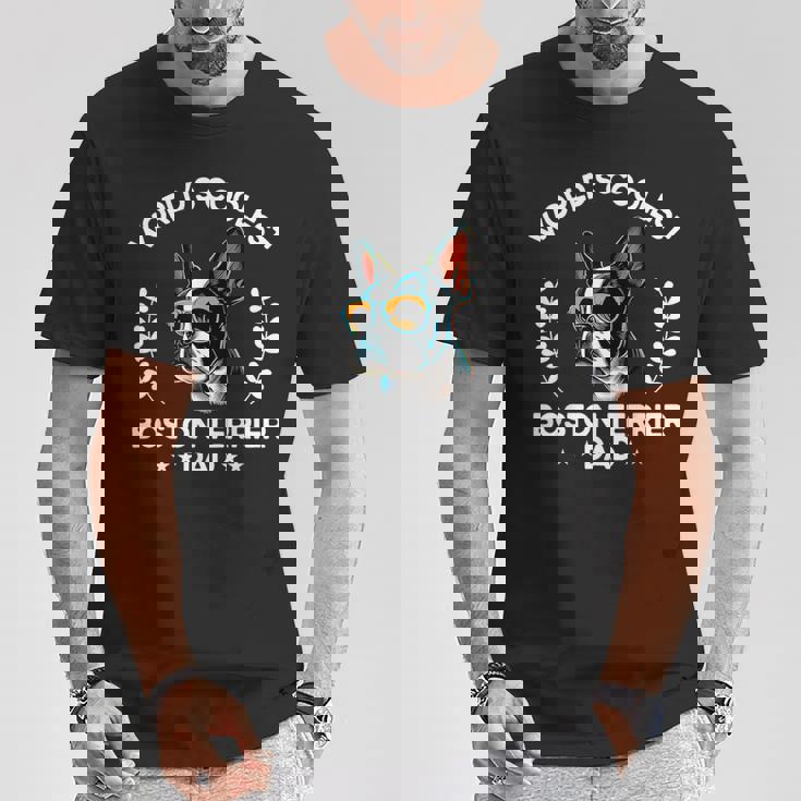 World's Coolest Dog Dad Papa メンズ ボストンテリア Tシャツ 面白い贈り物