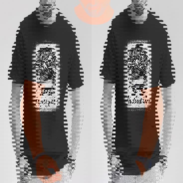 Wrestling Mom Messy Bun Sunglasses Athlete Support Parent T-Shirt Unique Gifts