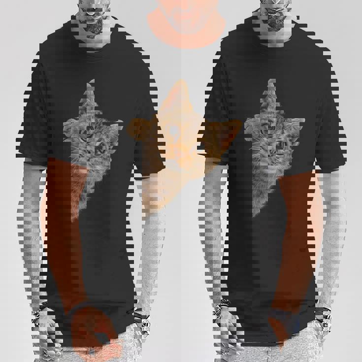 【覗くネコ】猫 にゃんこ 猫好き 猫 可愛い ネコ 子猫 ネコ好き 面白い 変な 遊び心 ネタ ウケ狙い おもしろ Tシャツ 面白い贈り物