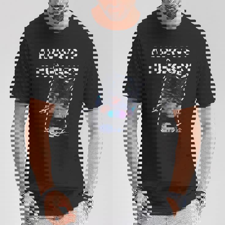 いつも空腹の猫 – 面白い食べ物好きデザイン Tシャツ 面白い贈り物