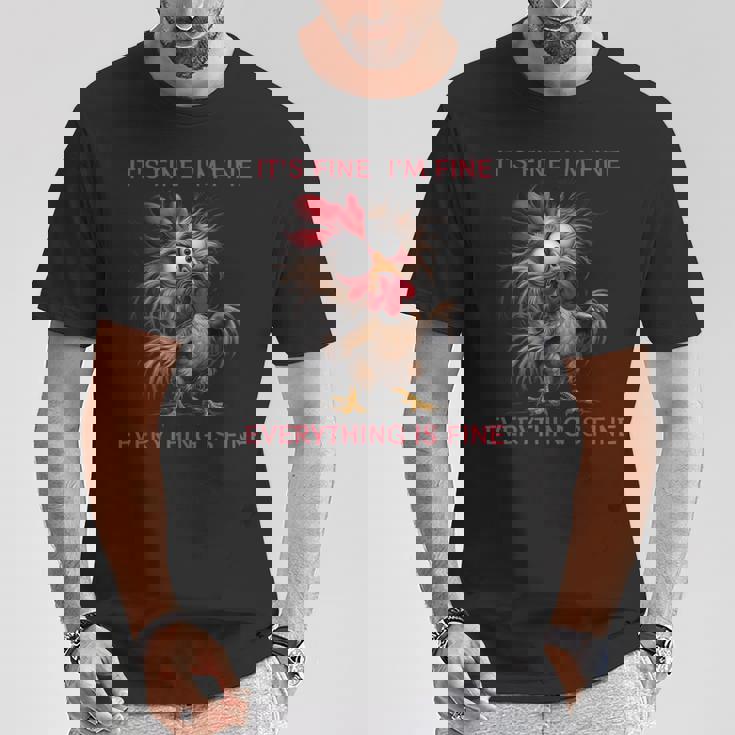 おかしいよ大丈夫、大丈夫、全部大丈夫だクレイジーチキン Tシャツ 面白い贈り物