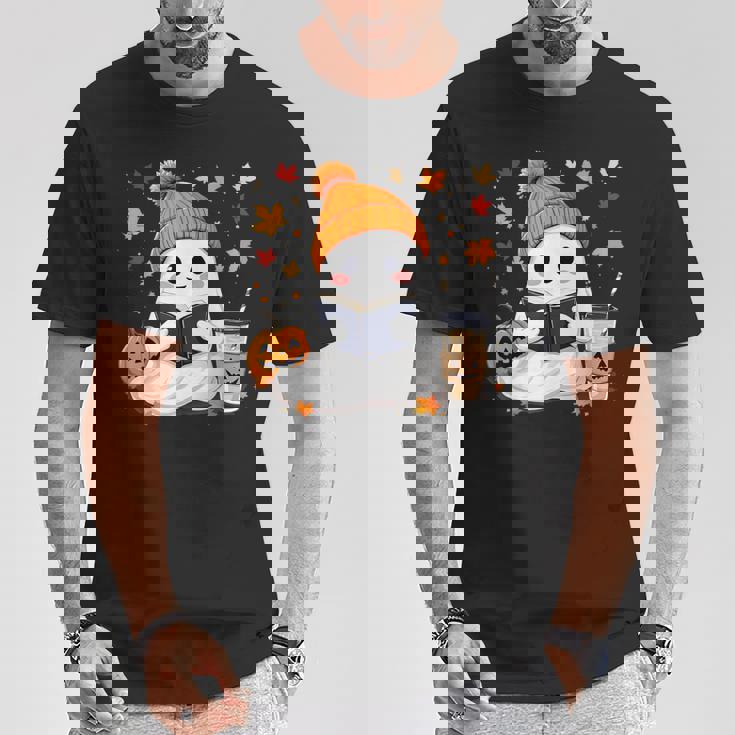 おばけ読書本 紅葉 ハロウィン ゴーストコーヒー Tシャツ 面白い贈り物