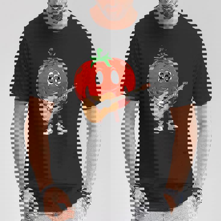 おもしろギタリスト トマト 演奏 ギター ミュージシャン トマト ギター Tシャツ 面白い贈り物