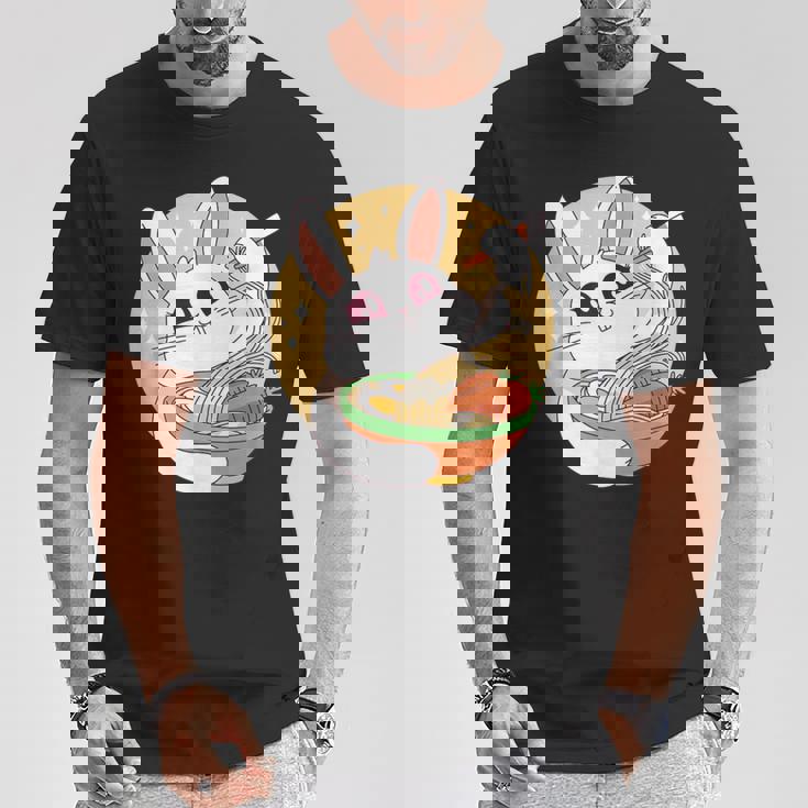 かわいい ウサギ 食べる ラーメン 漫画 カワイイ 食べ物 好き Tシャツ 面白い贈り物