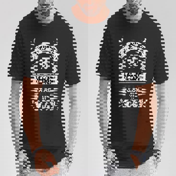 こんなに面白く見えるのに95年かかった 95歳 長袖tシャツ Tシャツ 面白い贈り物