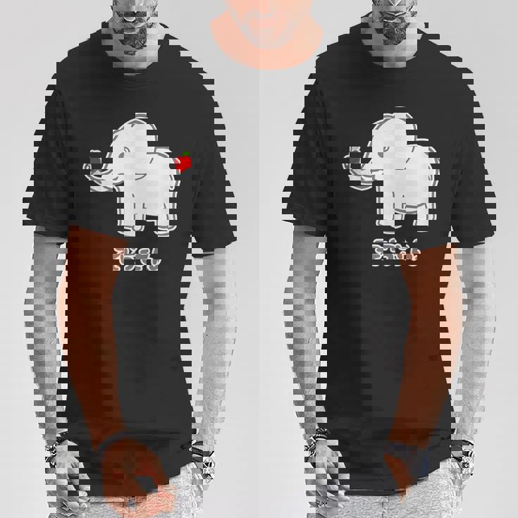 ぞうさん 象（牙 きば・りんご Hタイプ）【どうぶつフレンズ】面白 動物 イラスト Tシャツ 面白い贈り物