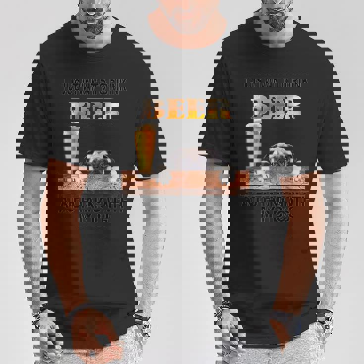 ただビール飲みたい&吊るすw マイパグ Tシャツ 面白い贈り物