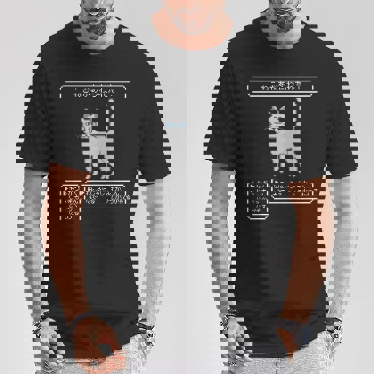 ねこがあらわれた！ 猫好き ゲーム好き ネコ飼い ネコママ 猫ママ ネコパパ 猫パパ Rpg ゲーム 猫 ねこ ネコ 長袖tシャツ Tシャツ 面白い贈り物