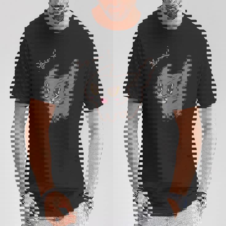 ねこシャー黒猫ver Tシャツ 面白い贈り物