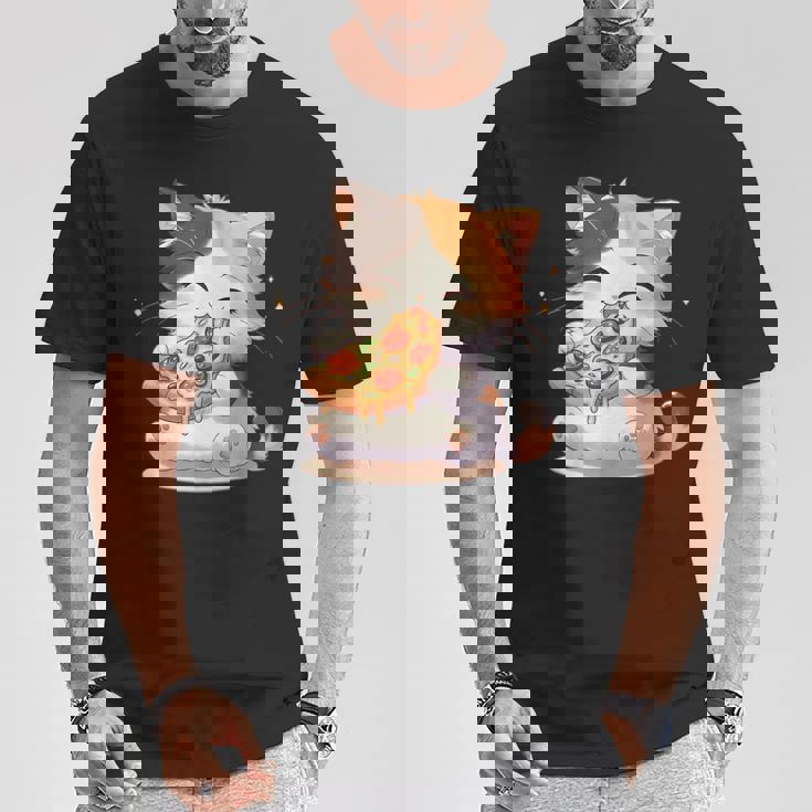 わがまま猫 ピザねこ ラーメン好き かわいい おもしろ マンガ Tシャツ 面白い贈り物