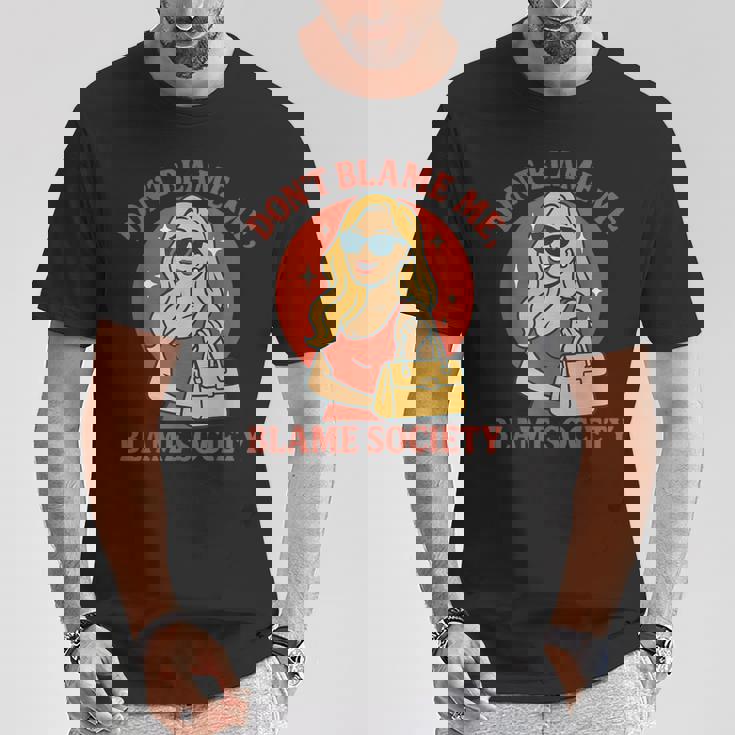 わたしじゃない 社会のせい レトロガール Tシャツ 面白い贈り物