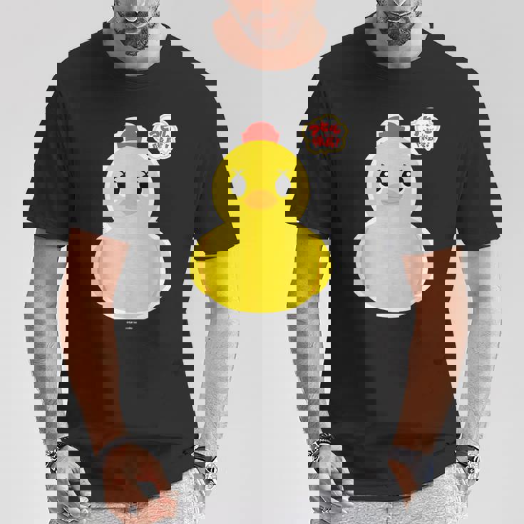 アヒル隊長ビッグプリント（正面） Tシャツ 面白い贈り物