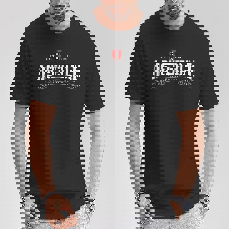 アムステルダム オランダ オランダ 国旗 紋章 ヴィンテージ Tシャツ 面白い贈り物