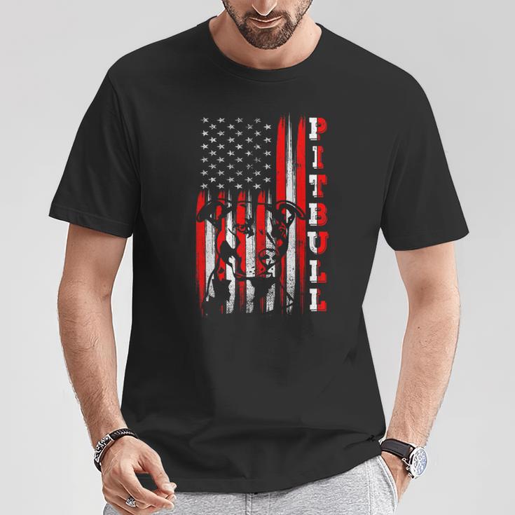 アメリカン ピットブル・テリア国旗 面白い犬 お父さん お母さん ギフト Tシャツ 面白い贈り物