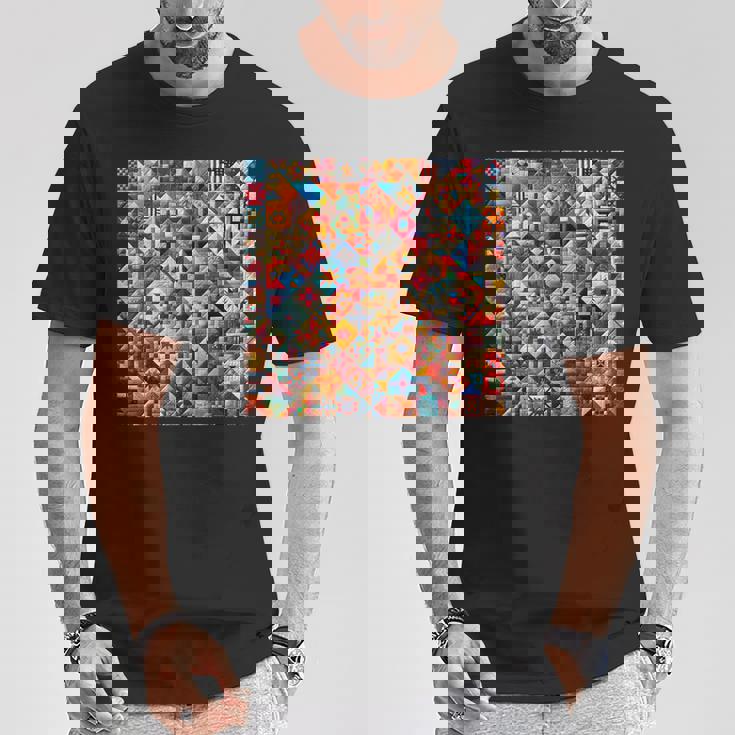 アメリカンキルト カラフル パッチワーク キルティング キルター ソーイング Tシャツ 面白い贈り物