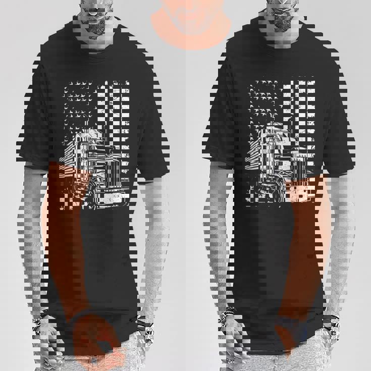 アメリカントラック フラッグusaアメリカトラッカー Tシャツ 面白い贈り物