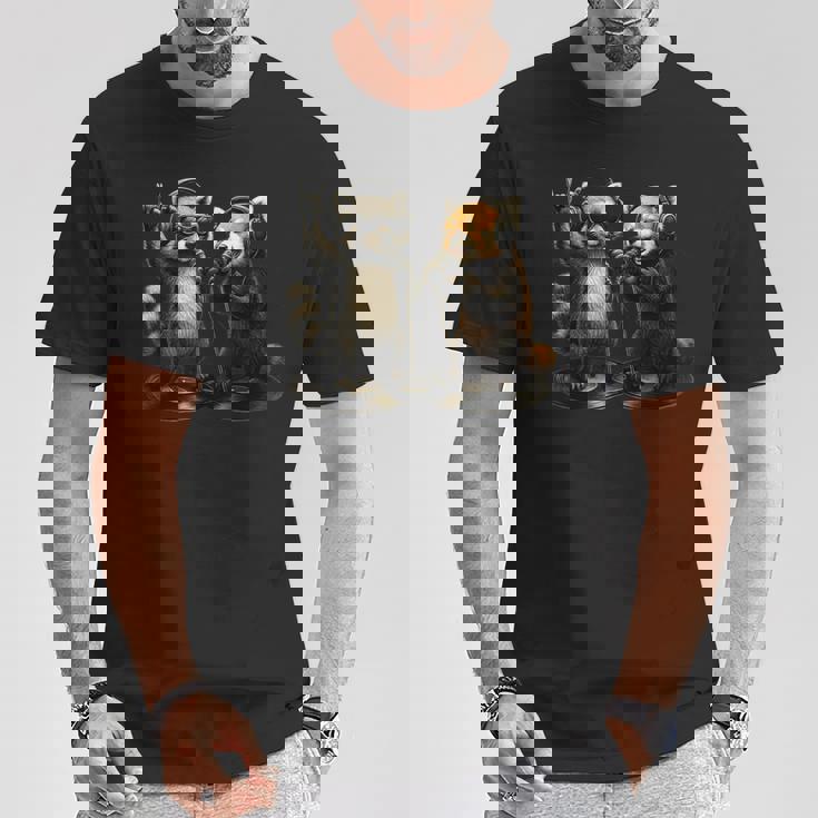 アライグマ レッサーパンダ バンド 音楽 バイブ レトロ 動物 ロック Tシャツ 面白い贈り物