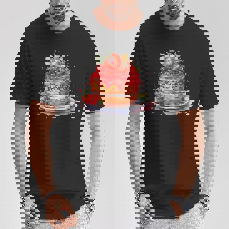 イチゴ サマーベーカリー キッチン パティシエ ストロベリーケーキ Tシャツ 面白い贈り物