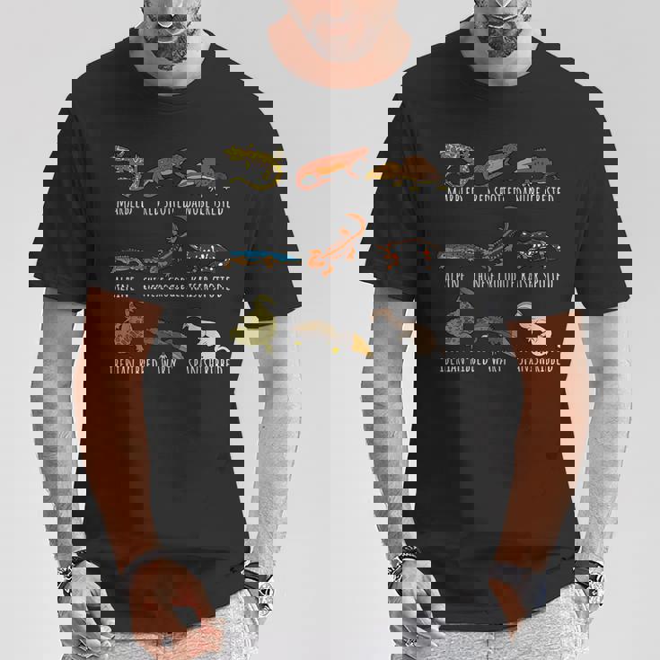 イモリ愛好家のためのかわいい種類のイモリサンショウウオ種チャート Tシャツ 面白い贈り物
