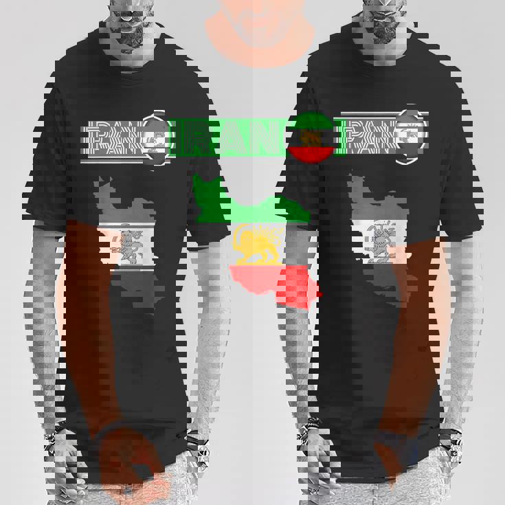 イランライオン太陽旗、イラン地図、イラン、イランの旗、イランの旗。 Tシャツ 面白い贈り物