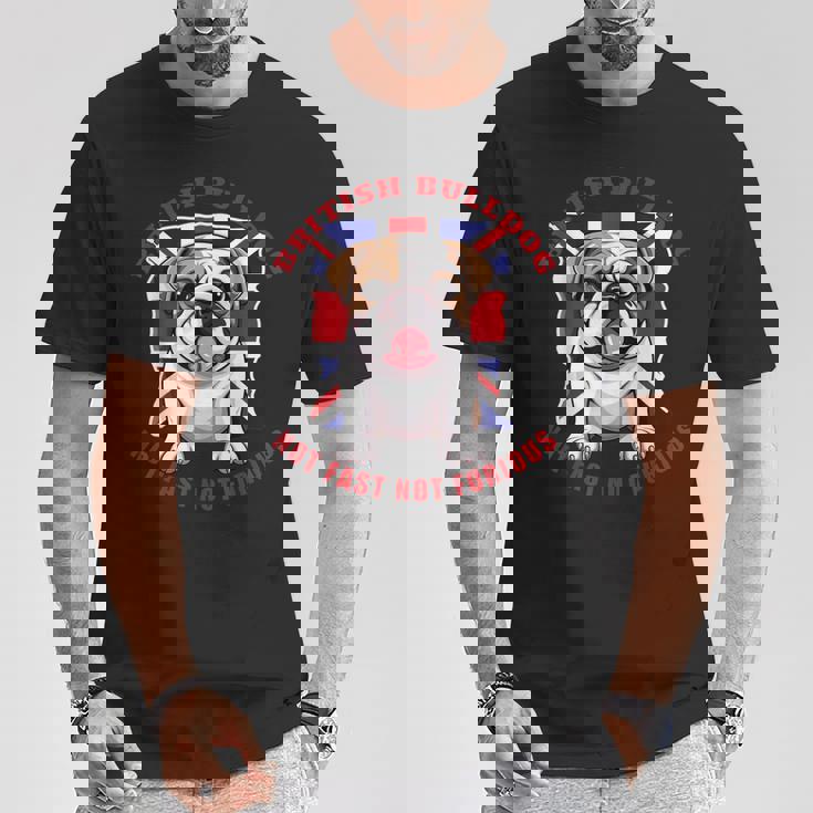 イングリッシュブリティッシュブルドッグ ユニオンジャックフラッグ ドッグオーナー Tシャツ 面白い贈り物