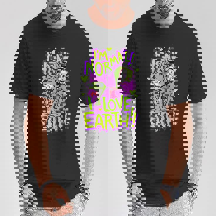 インベーダージムアイムノーマルアイラブアースデイ Tシャツ 面白い贈り物