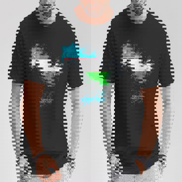 ウズベキスタン 国旗 地図 ウズベク ウズベキスタン Tシャツ 面白い贈り物