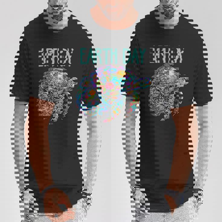 ウミガメ 地球 日 救う かわいい 惑星 学生 先生 Tシャツ 面白い贈り物