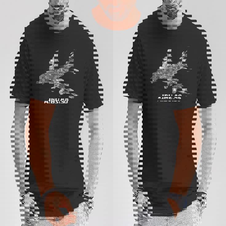 エアバス A380 ジェット機 カッタウェイ 航空 パイロット ギフト Tシャツ 面白い贈り物