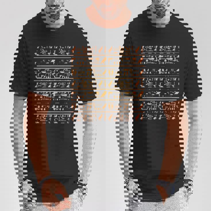 エジプトパターン ホルスの目 ヒエログリフ ファラオ アヌビス アンク Tシャツ 面白い贈り物