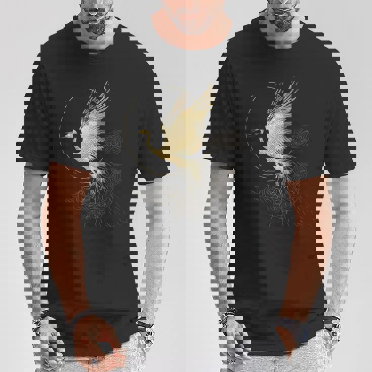 エレガントな鶴 アールデコ デザイン 優雅な鳥 Tシャツ 面白い贈り物