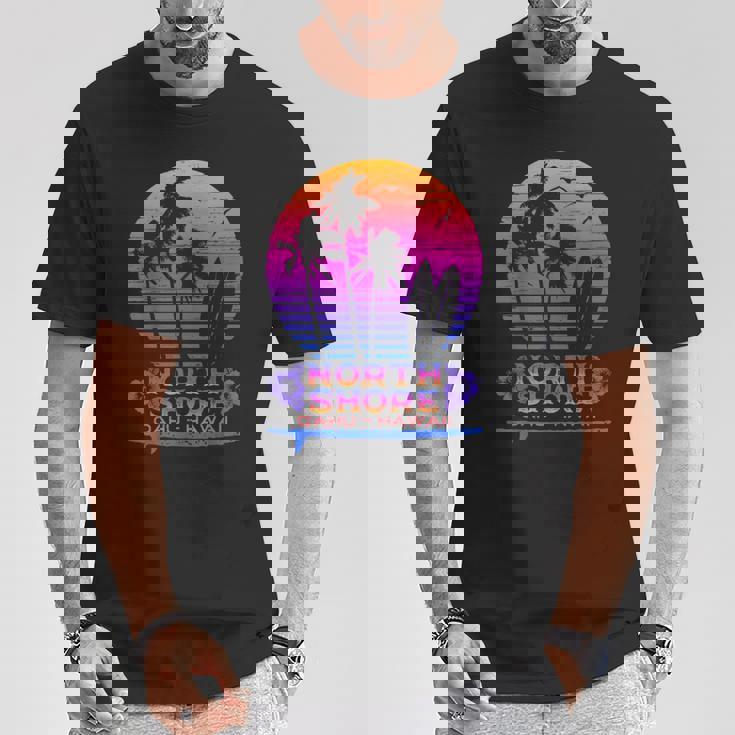 オアフ島ノースショア ハワイお土産サーフィンスタイル Tシャツ 面白い贈り物