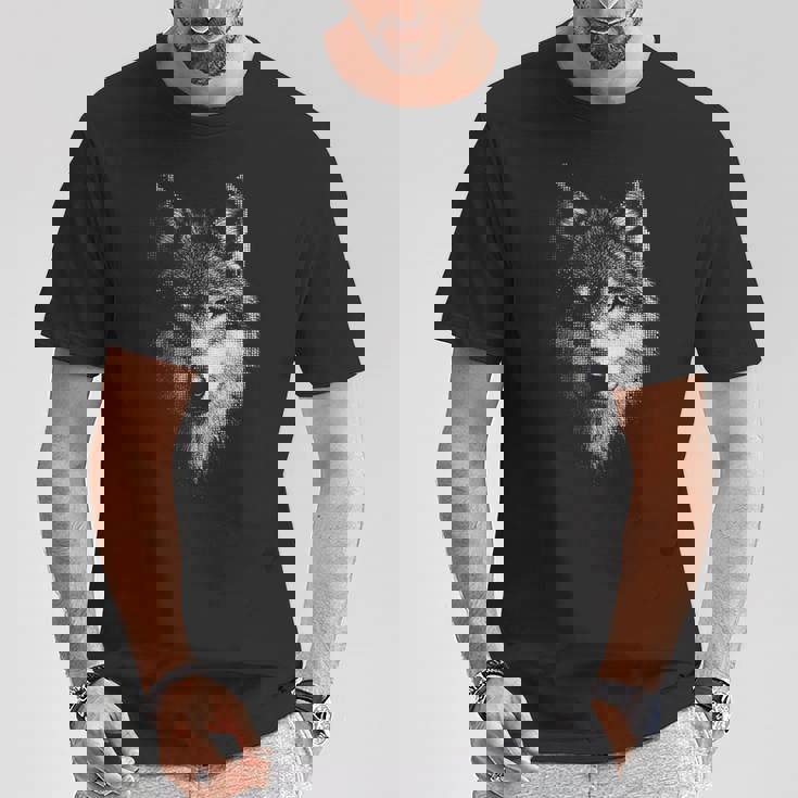 オオカミ 動物 モチーフ アート オオカミ 長袖tシャツ Tシャツ 面白い贈り物