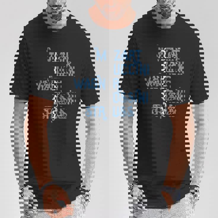 オペラ好きのギフト モーツァルト プッチーニ ワーグナー ロッシーニ シュトラウス 長袖tシャツ Tシャツ 面白い贈り物