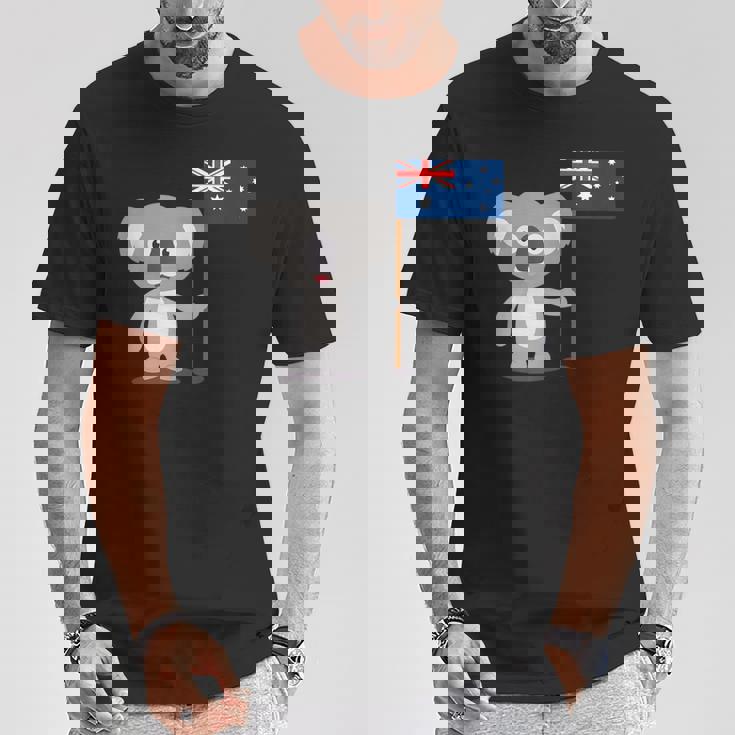 オーストラリアのコアラ オーストラリア国旗 Tシャツ 面白い贈り物