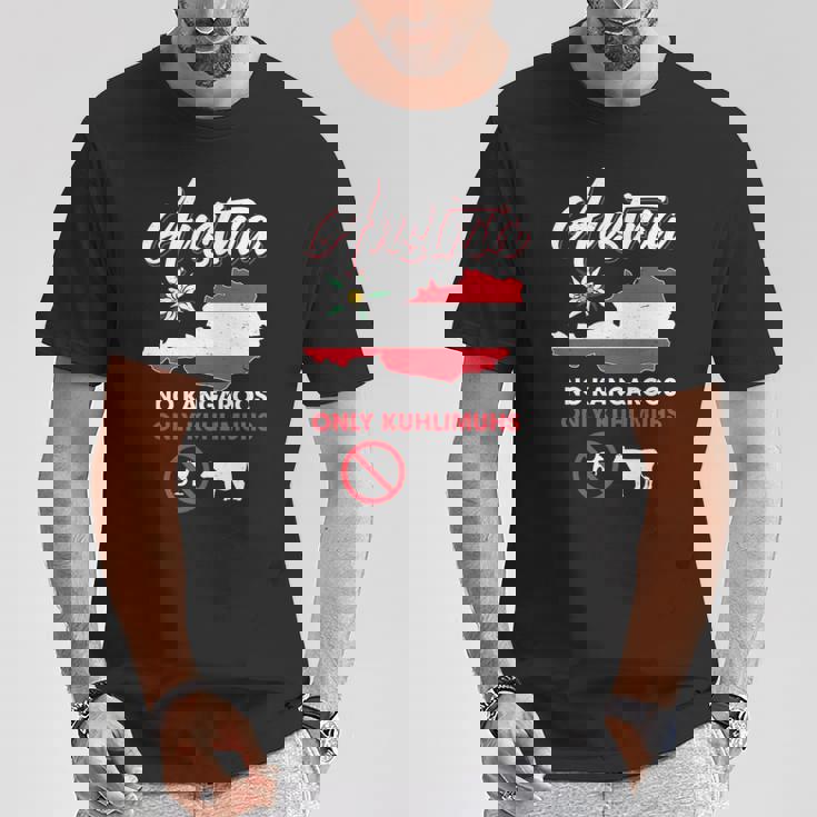 オーストリアのカンガルーなし オーストリアのカンガルーなし 長袖tシャツ Tシャツ 面白い贈り物