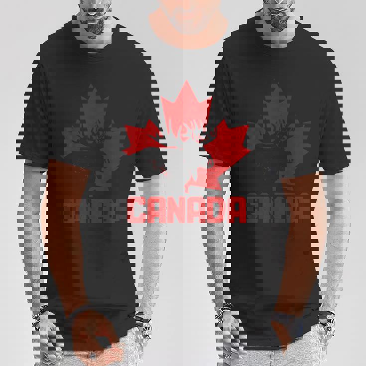 カナダヘラジカ メープルリーフ プライド ヴィンテージ カナダ国旗 Tシャツ 面白い贈り物