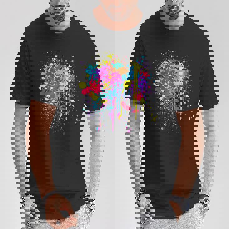 カラフルなペイントスプラッシュカラー。 Tシャツ 面白い贈り物