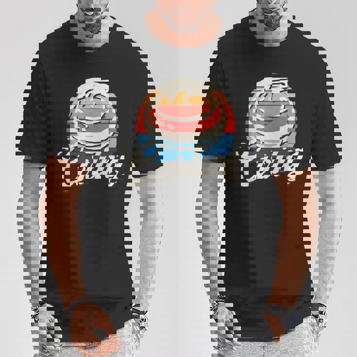 カーリング レトロ ヴィンテージ カーリングストーン Tシャツ 面白い贈り物