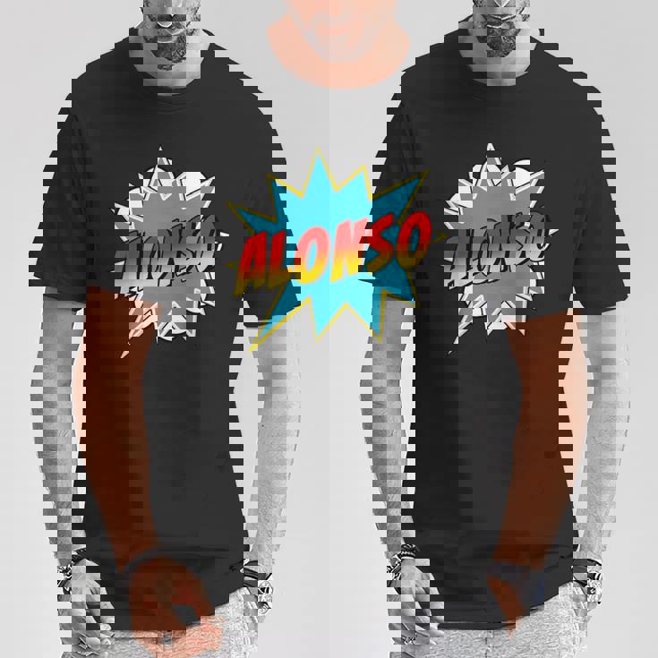 キッズ 男の子 アロンソ 名前 コミック 本 スーパーヒーロー Tシャツ 面白い贈り物