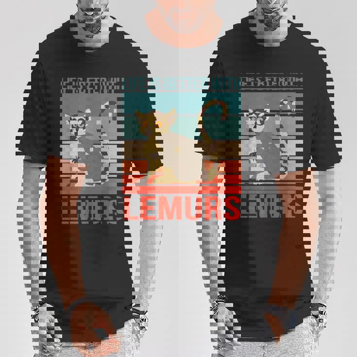 キツネザル ライフ・イズ・ベター 霊長類 キツネザル Tシャツ 面白い贈り物